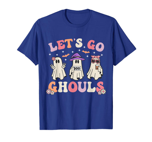 Lets Go Ghouls Retro Halloween Ghost Women Toddler Girl T-Shirt