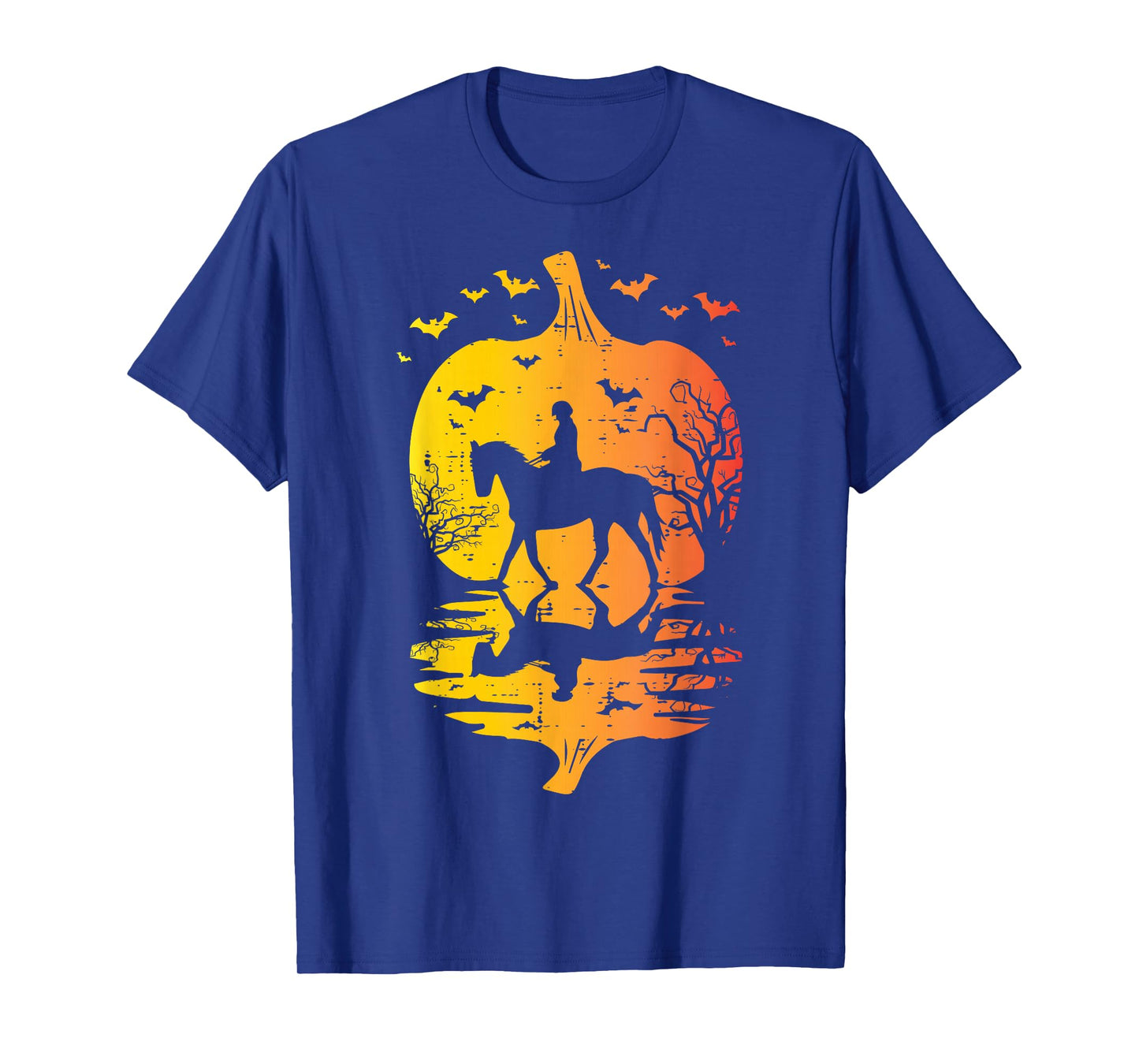 Halloween Horse Silhouette Pumpkin Vintage Costume Women Men T-Shirt