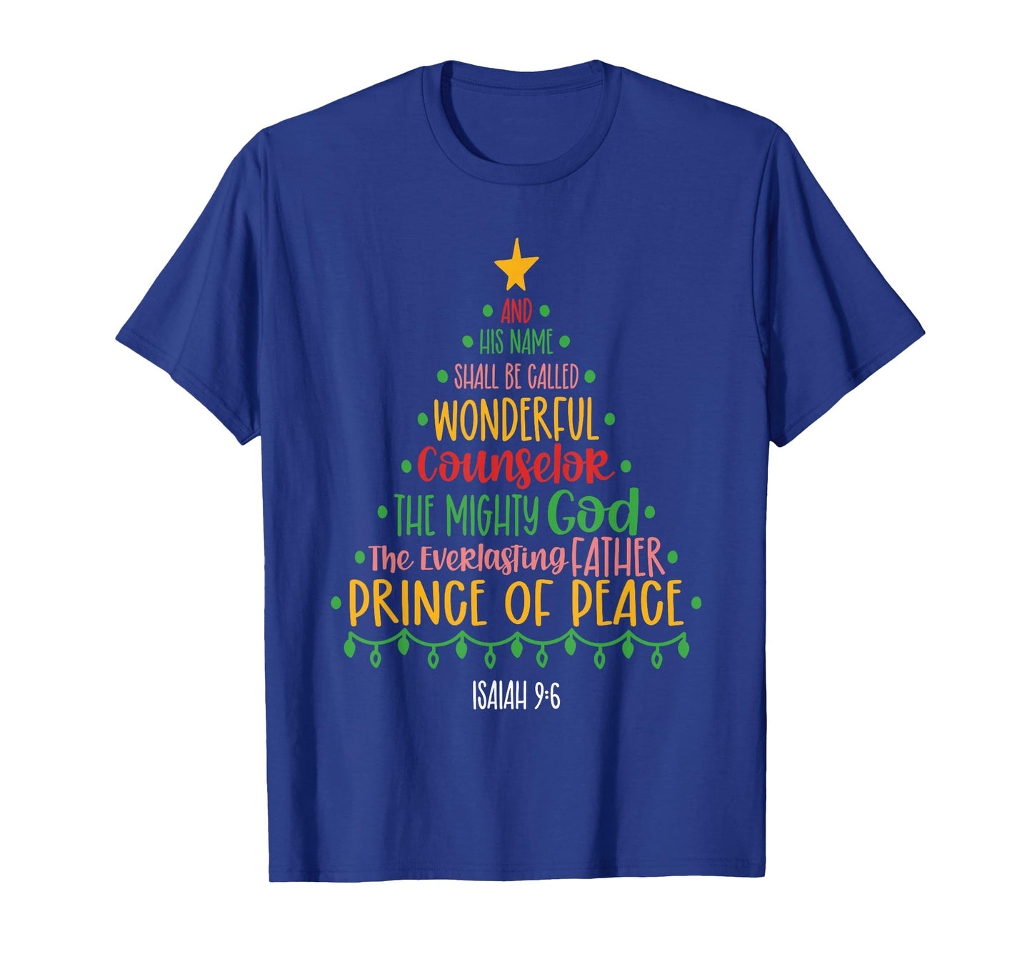 Christian Christmas Bible Verse Names of Jesus Tree Shaped T-Shirt