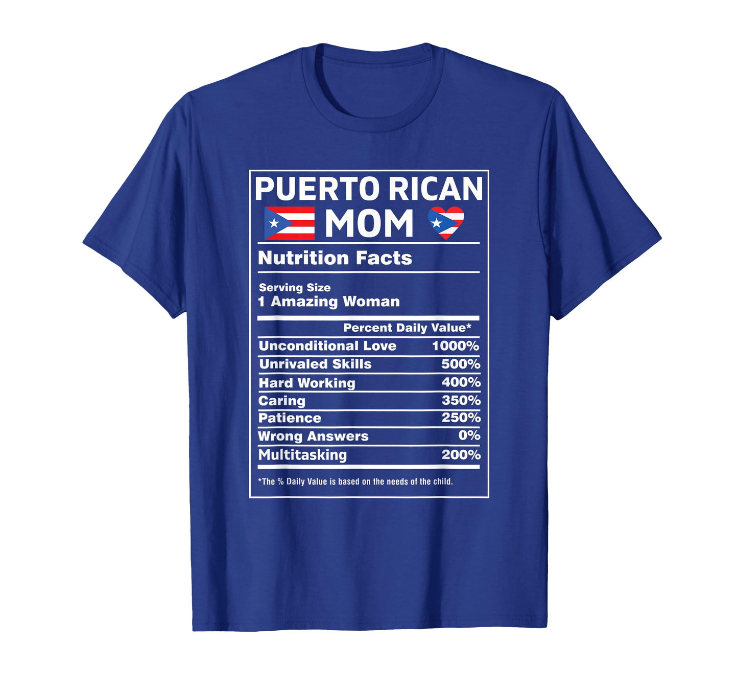Puerto Rican Mom Nutrition Facts Boricua Puerto Rico PR Flag T-Shirt