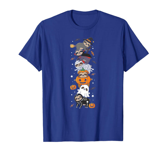 Funny Sloth Witch Vampire Ghost Halloween Kids Mens Womens T-Shirt