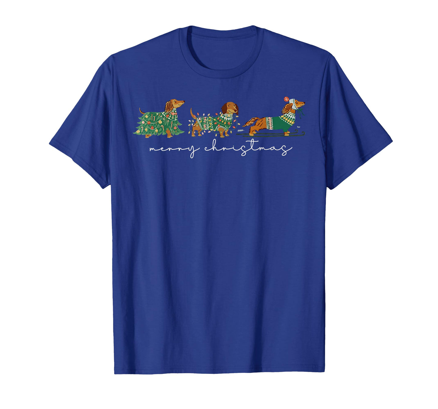 Cute Dachshund Merry Christmas Weiner Dog Lover Xmas Pajamas T-Shirt