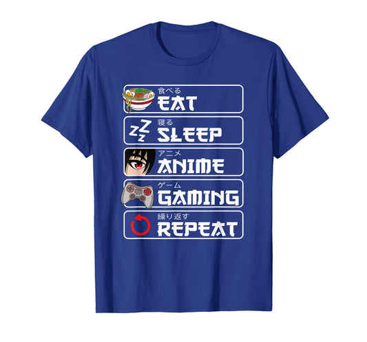Eat Sleep Anime Gaming Repeat Anime Manga Otaku Men Boys T-Shirt