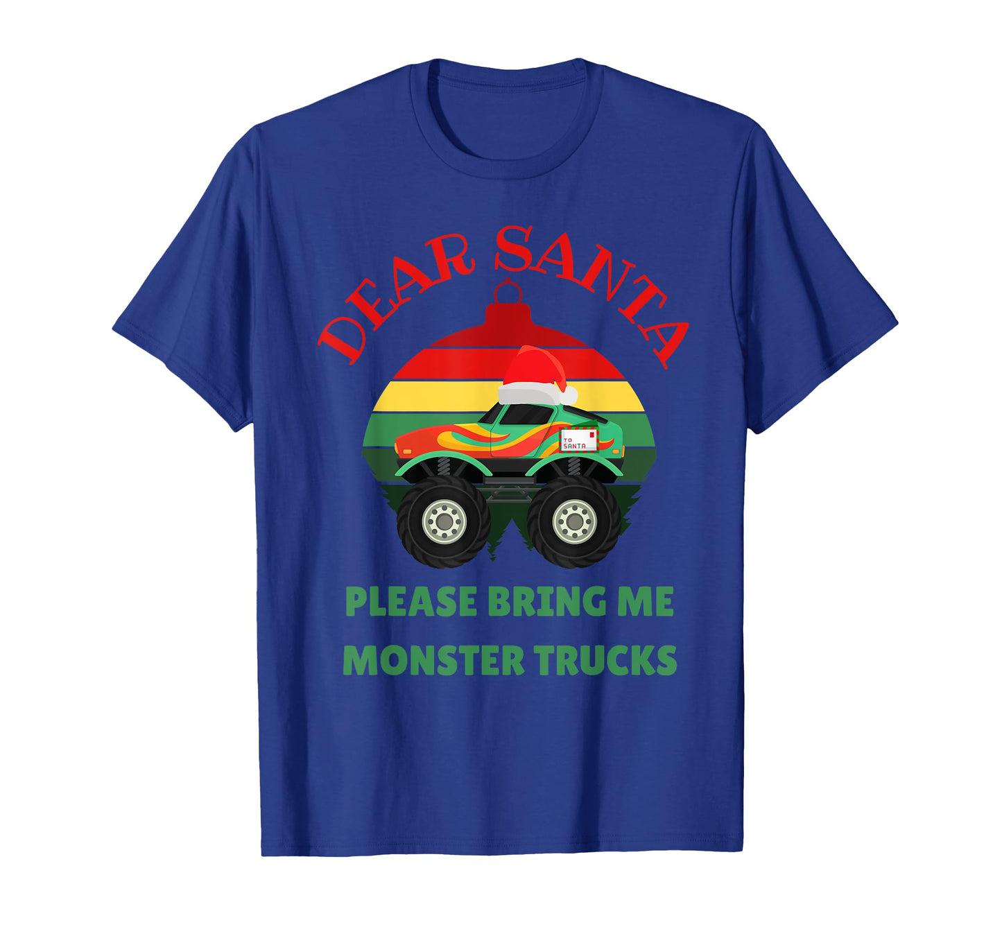 Loves Monster Trucks Christmas Pajama Kids Toddler Baby 5T T-Shirt