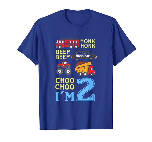 Honk Honk Beep Beep Coo Choo I'm 2 Birthday Kids Apparel T-Shirt