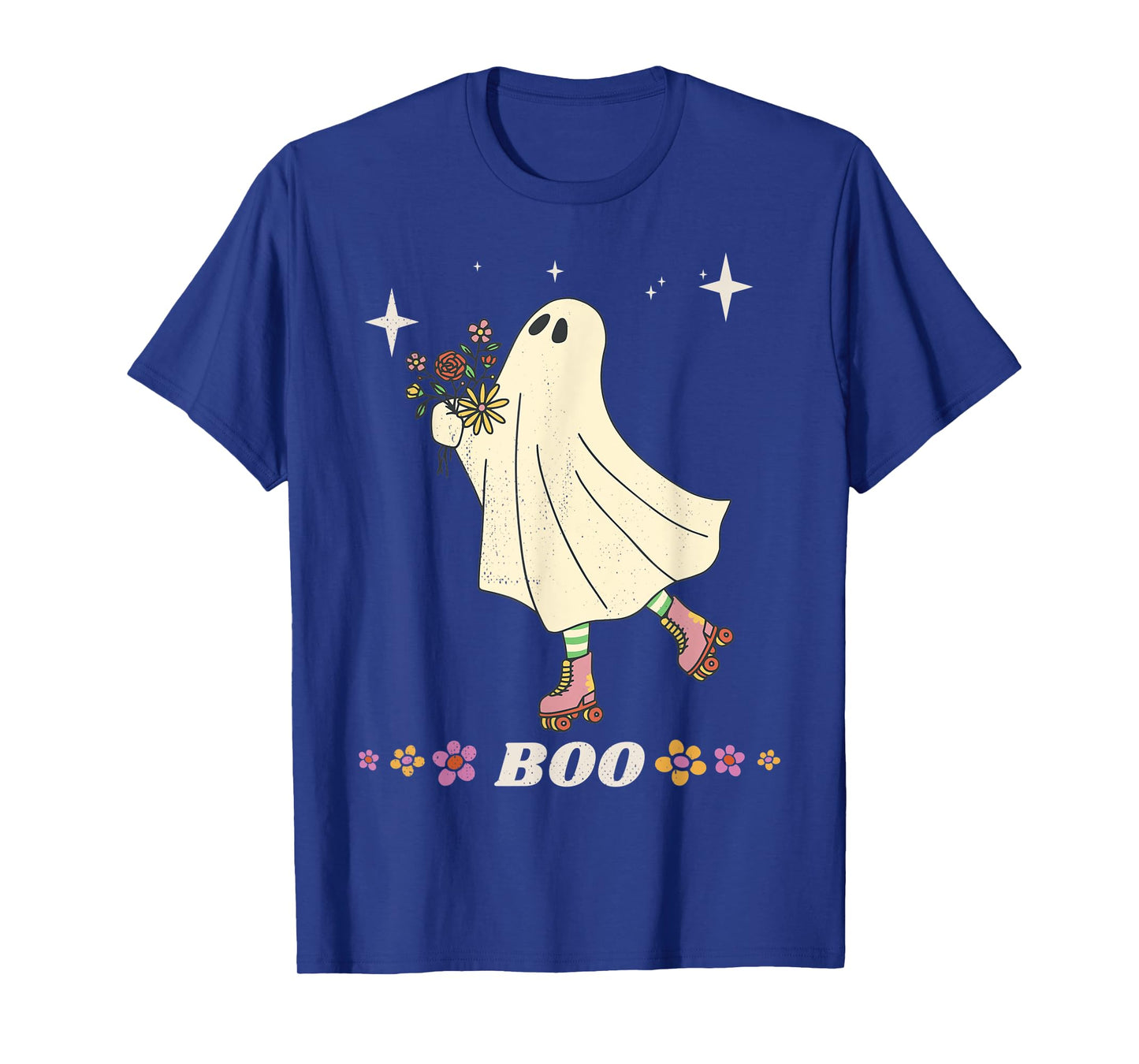 Boo. Roller skating Hippie ghost for halloween and more. T-Shirt