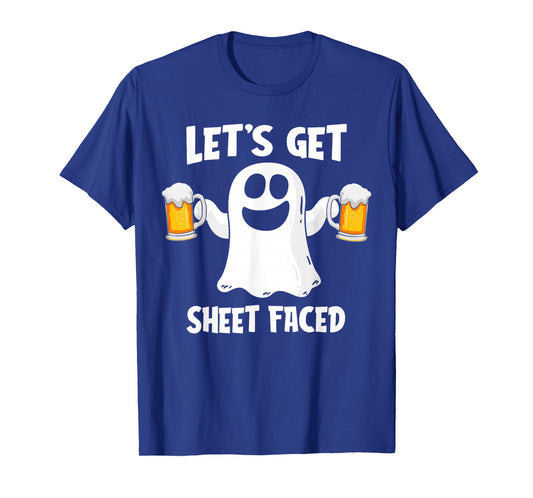 Let's Get Sheet Faced Funny Ghost Drinking Halloween Costume T-Shirt