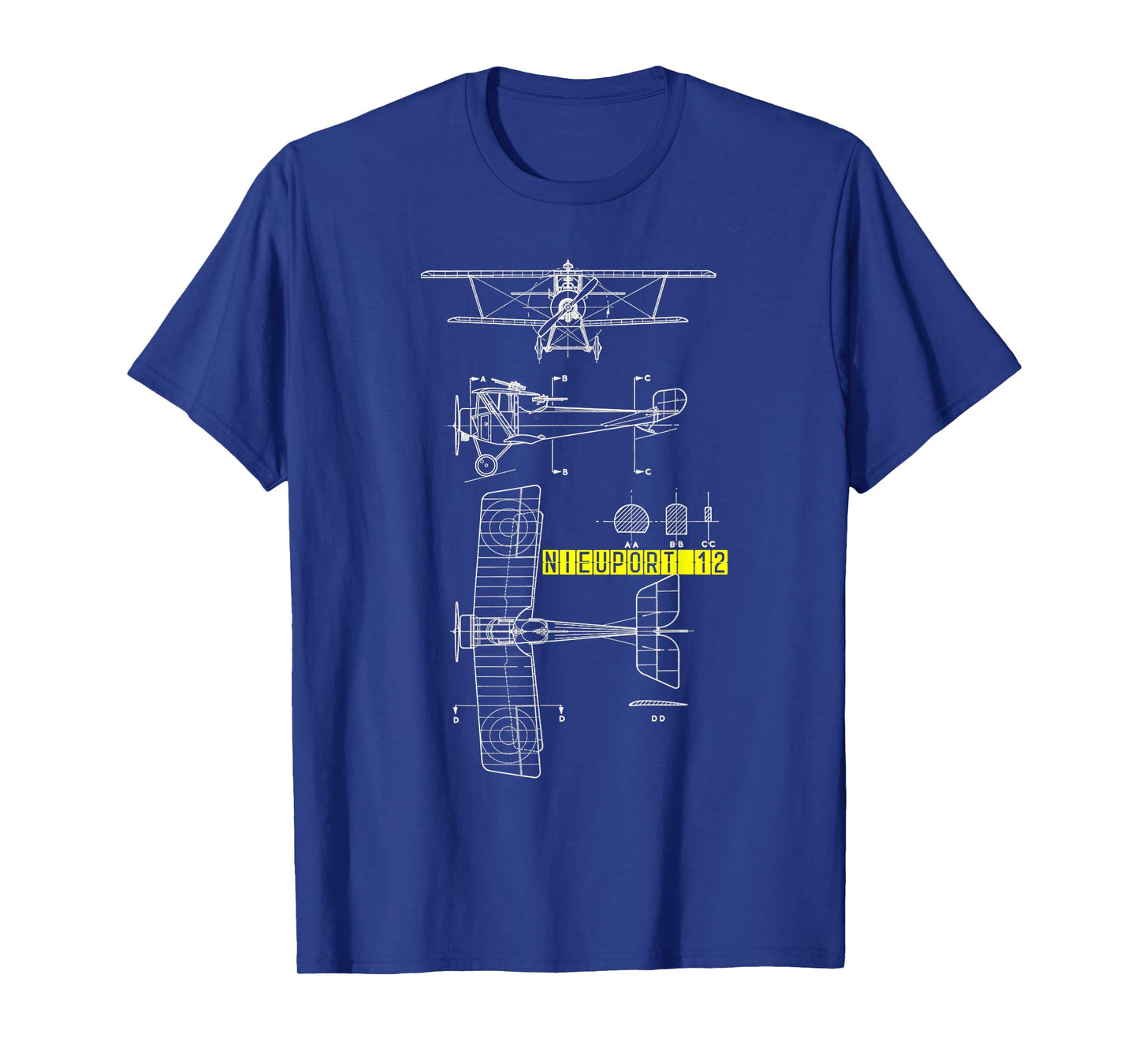 Nieuport 12 WW1 Aircraft Blueprint T-Shirt