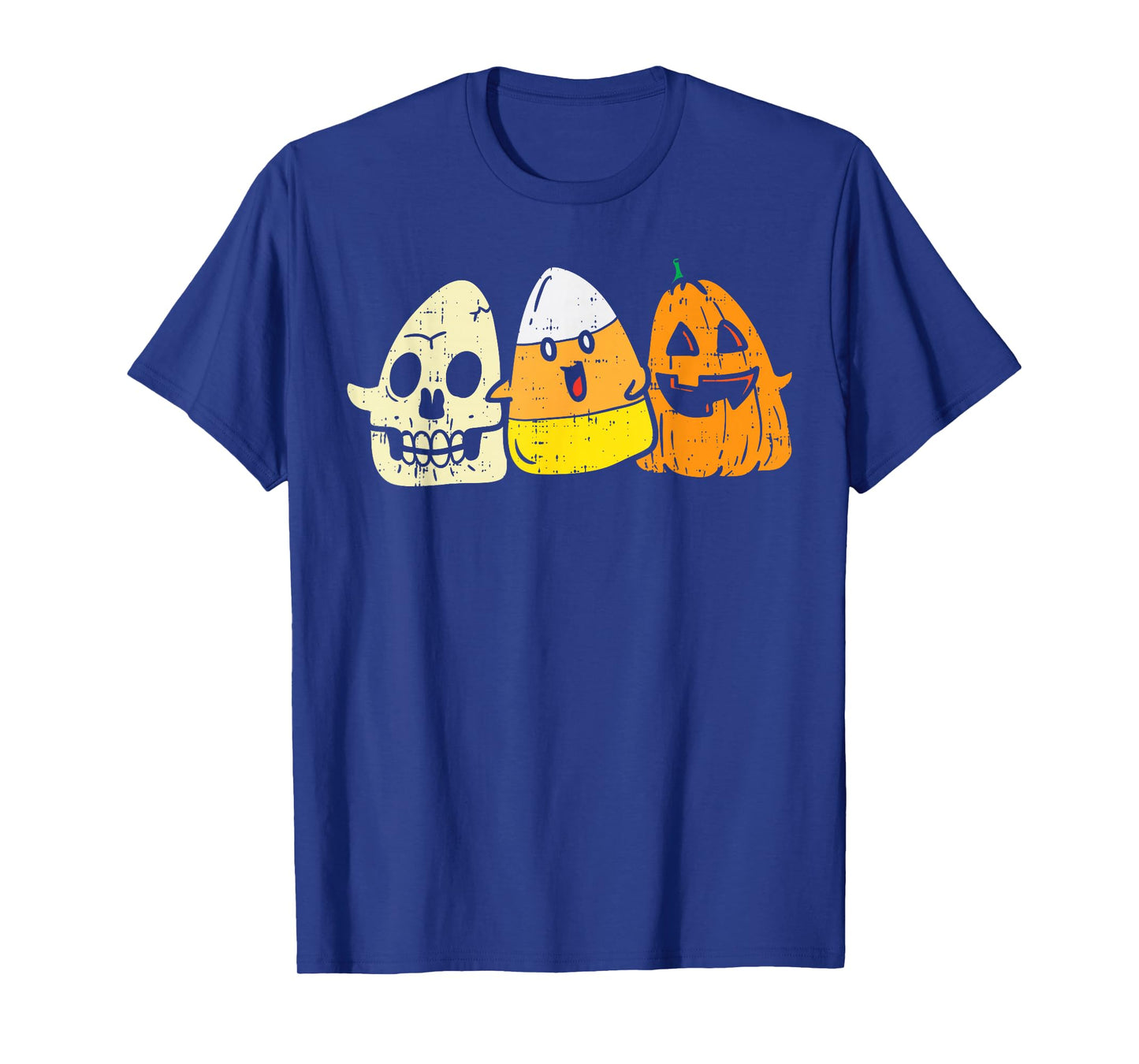 Candy Corn Skeleton Skull Pumpkin Fun Halloween Costume Kids T-Shirt