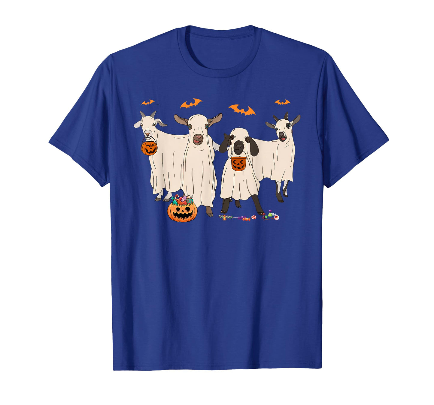 Funny Goat In Ghost Costume Happy Halloween Day Girls Boys T-Shirt