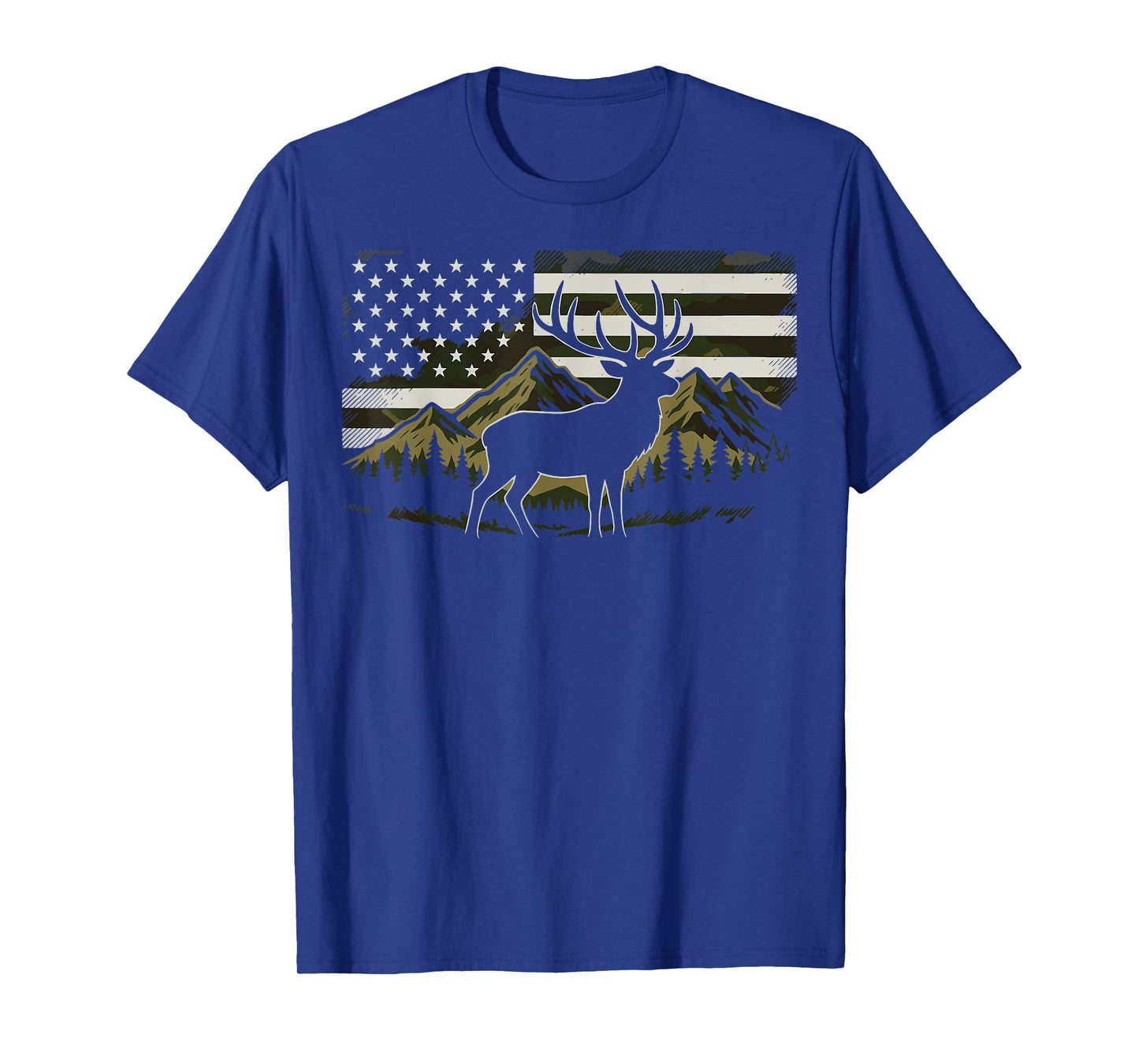 Hunting USA Flag Deer 4th Of July Hunter T-Shirt