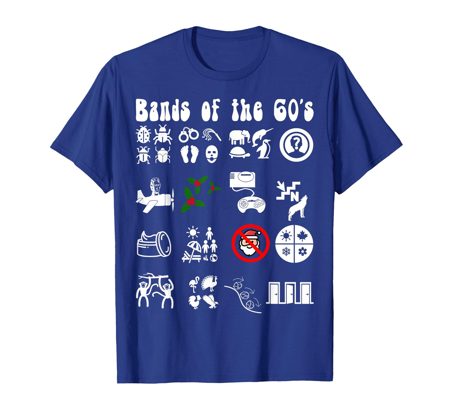 Funny Nerdy Iconic Pop Rock Bands of the 60s White T-Shirt