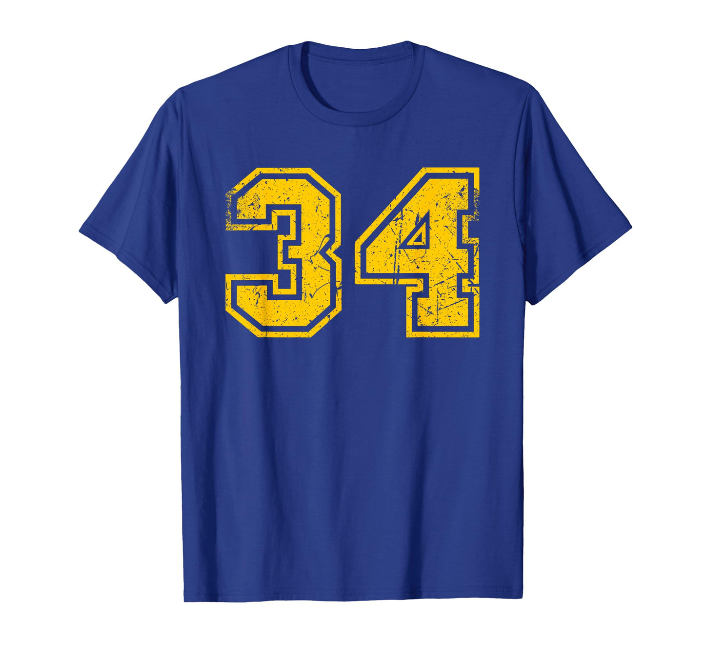 Vintage #34 Sport Yellow Uni Number T-Shirt