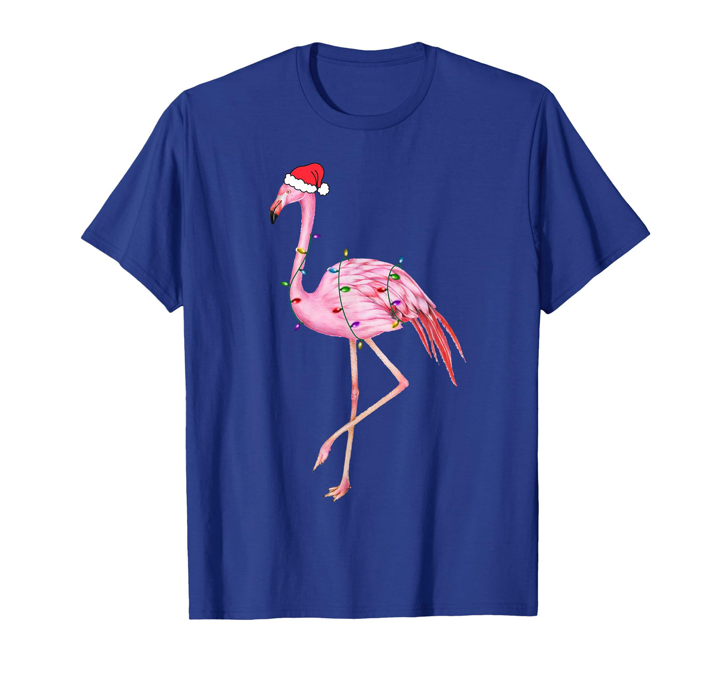 Lighted Flamingo Christmas Tree Lights Xmas Santa Hat Gifts T-Shirt