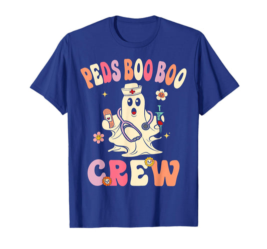 Peds Nurse Boo Crew Retro Halloween Pediatric Nurse T-Shirt