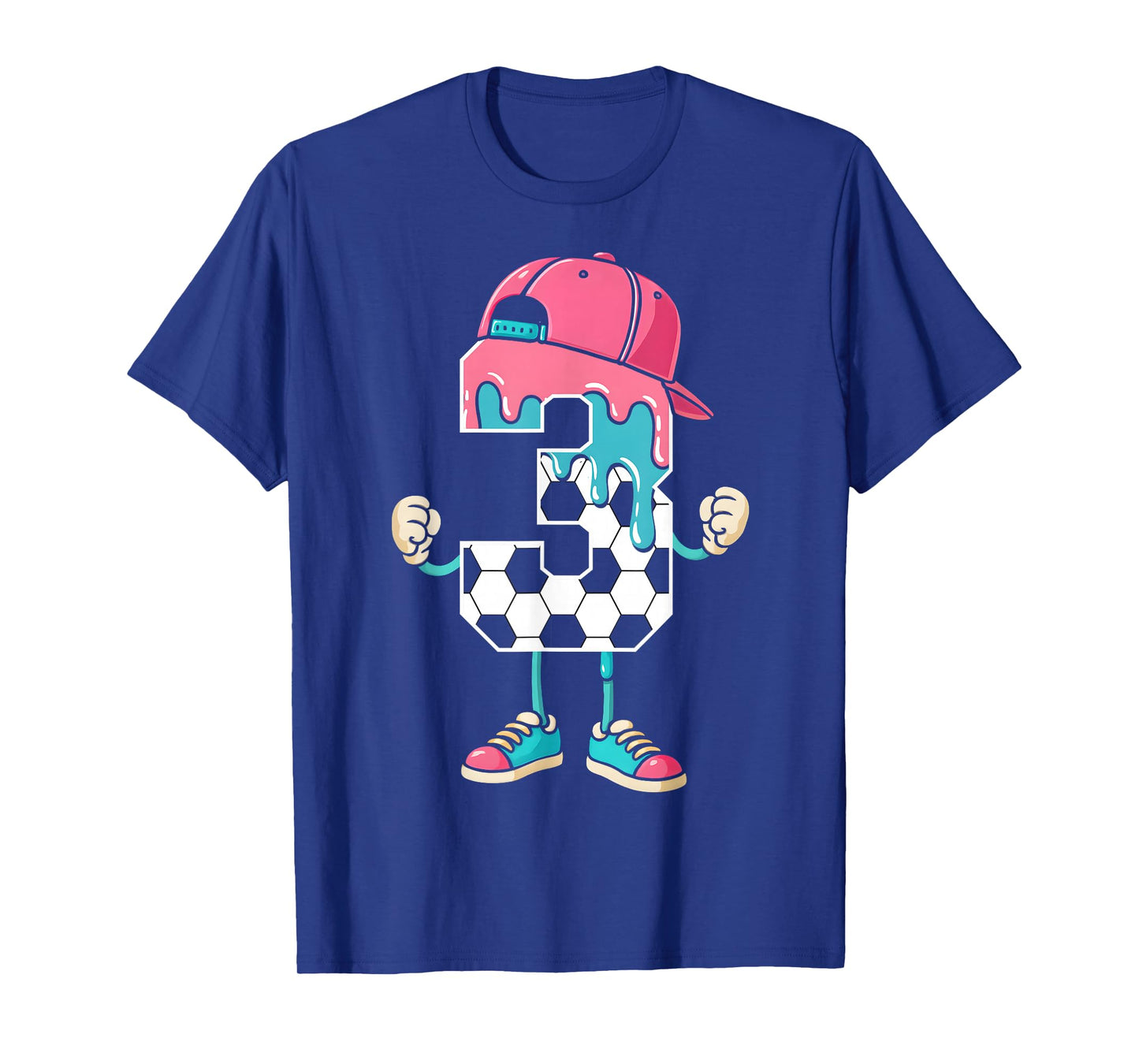 Soccer 3 Year Old Ice Cream Drip Youth 3rd Birthday Boy 3 T-Shirt