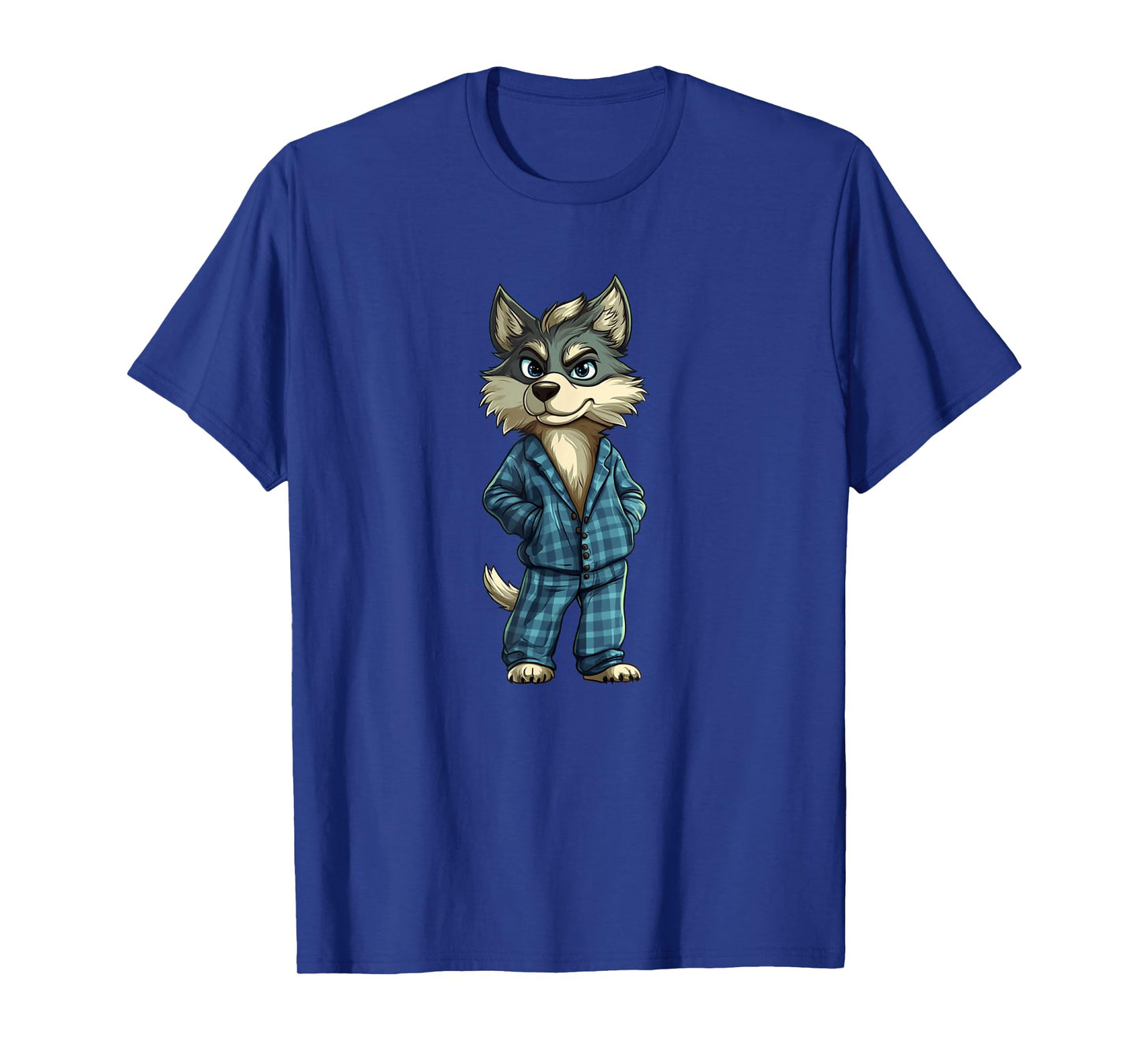 Funny Dreamy Wolf in Pajama Outfit for Sleepy Boys and Girls T-Shirt
