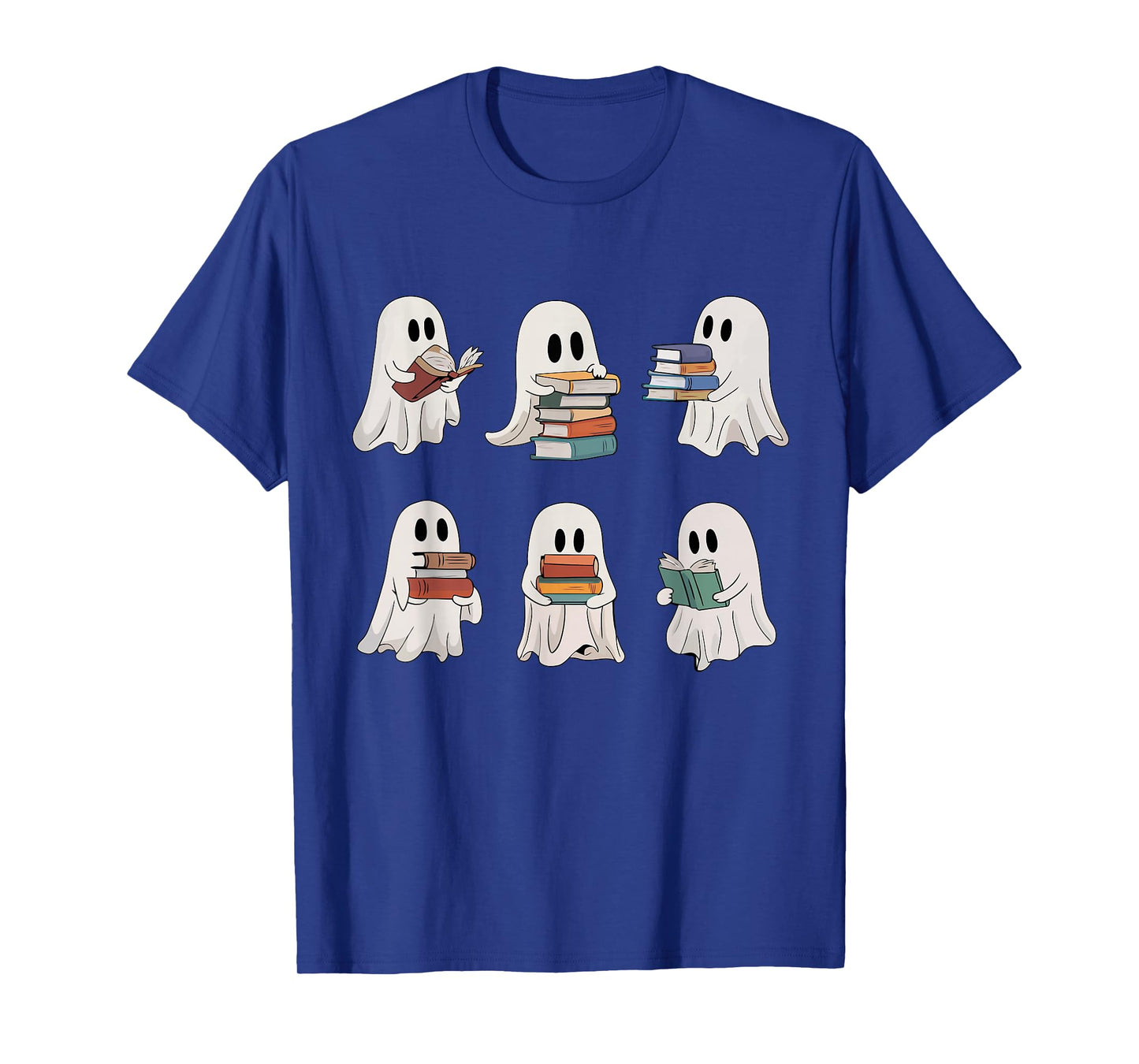 Ghost Reading Books Teacher Halloween Librarian Cute Boook T-Shirt