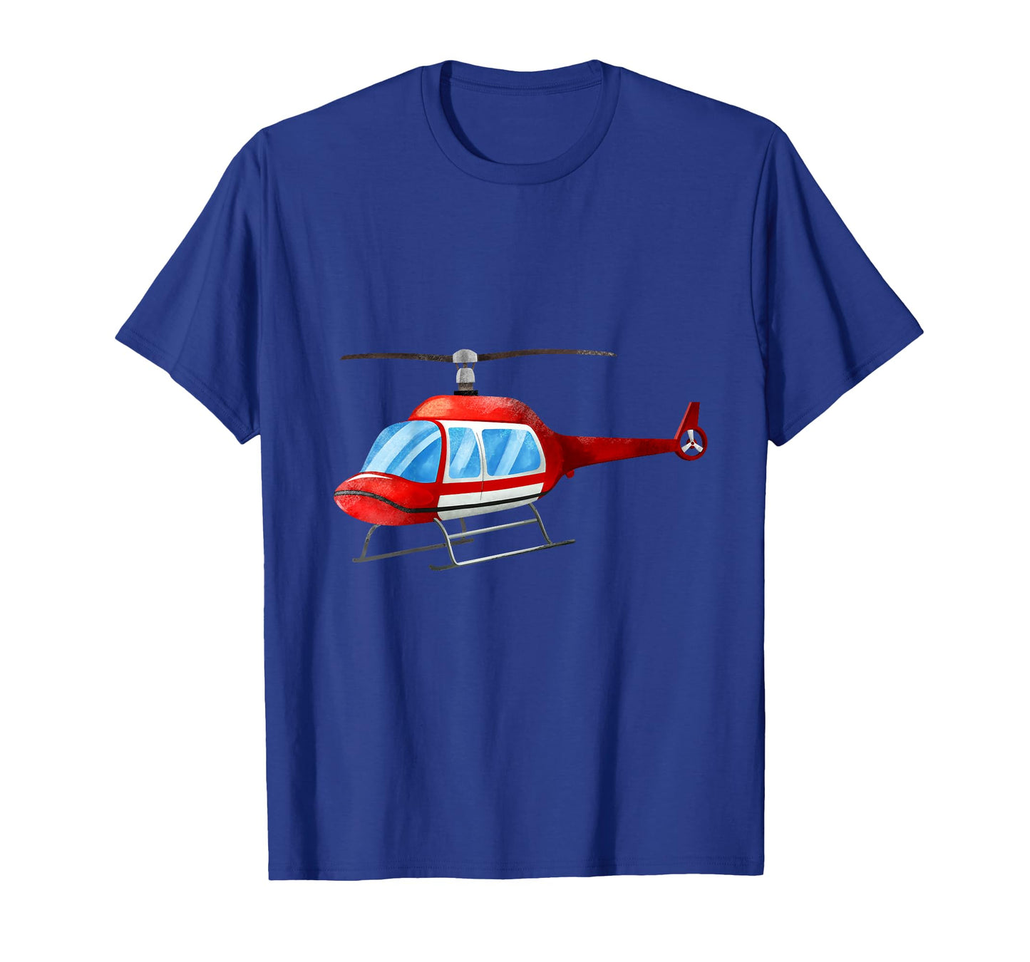 Kids Watercolor Red Helicopter Plane Construction T-Shirt