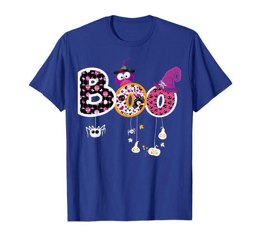 Boo Halloween Costume Spiders, Ghosts, Pumkin & Witch Hat T-Shirt