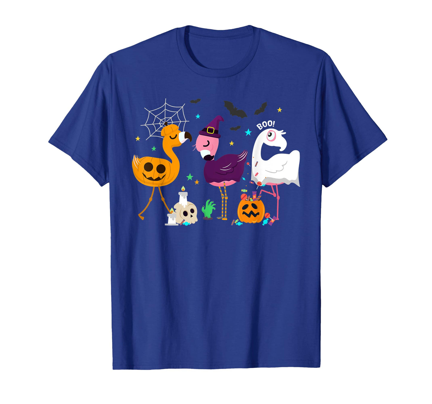 Flamingo Halloween Pumpkin Witch Ghost Happy Flamingoween T-Shirt