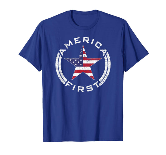 America First USA Flag American Star Roundel Patriot TEE T-Shirt
