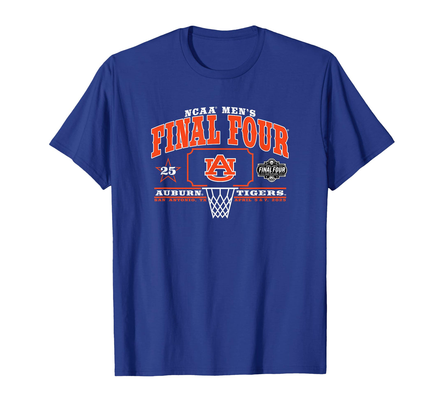 Auburn Tigers Final Four 2025 Men's Basketball Star Navy T-Shirt