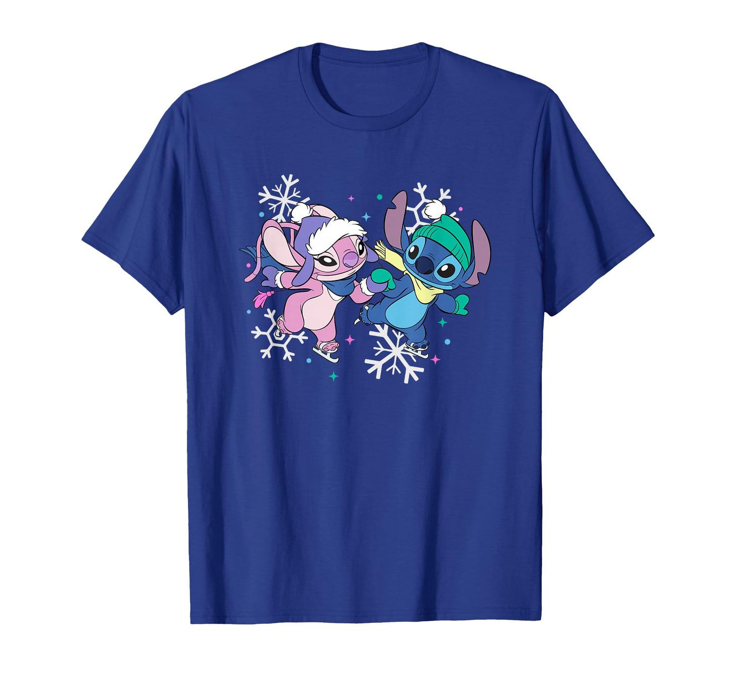 Disney Lilo & Stitch Christmas Angel and Stitch Ice Skating T-Shirt