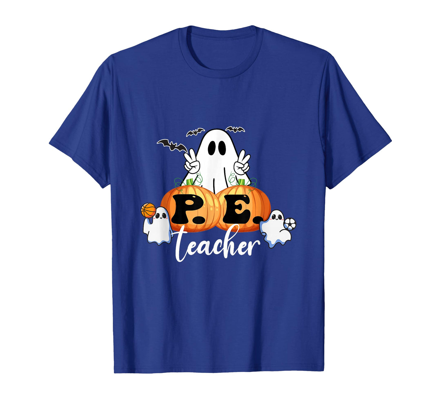Funny Halloween P.E. Teacher Ghosts Pumpkins Sports Lover T-Shirt