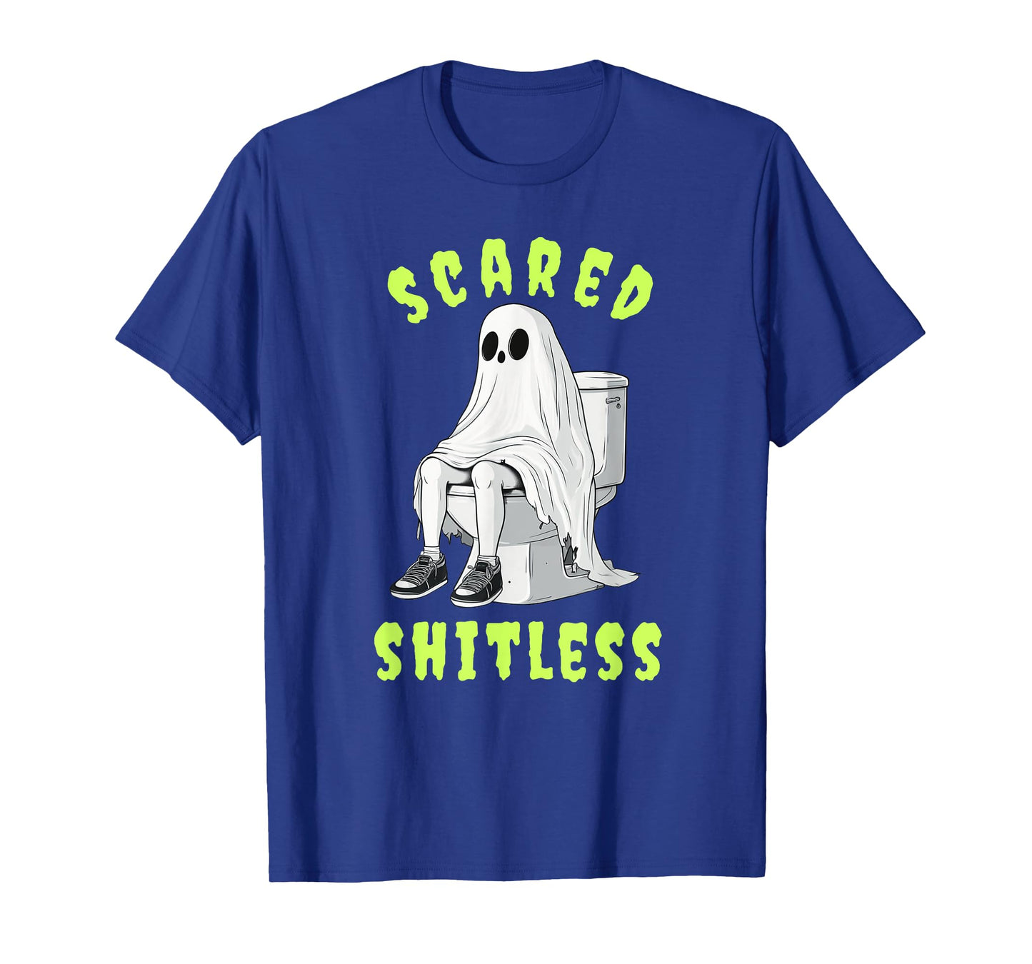 Ghost Sitting On Toilet Scared Shitless Funny Halloween T-Shirt