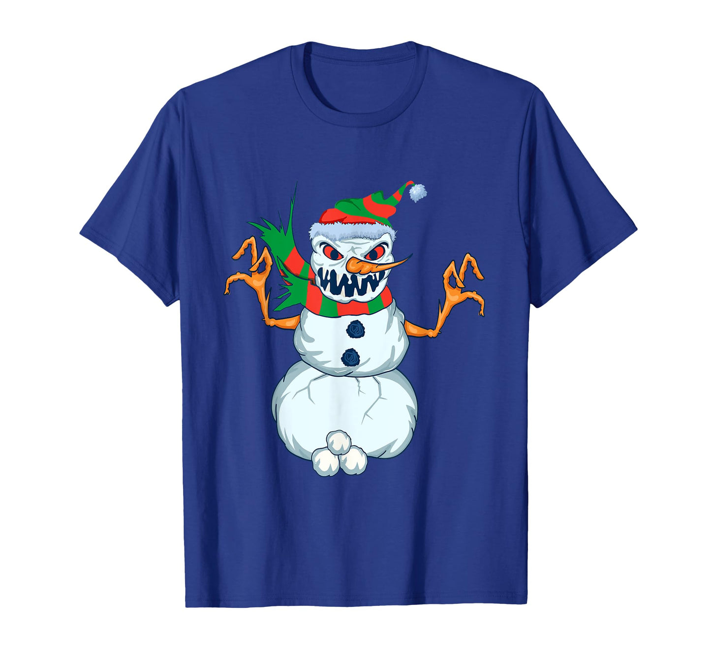Evil Snowman Creepy Clip Art Christmas Horror Snowman Design T-Shirt