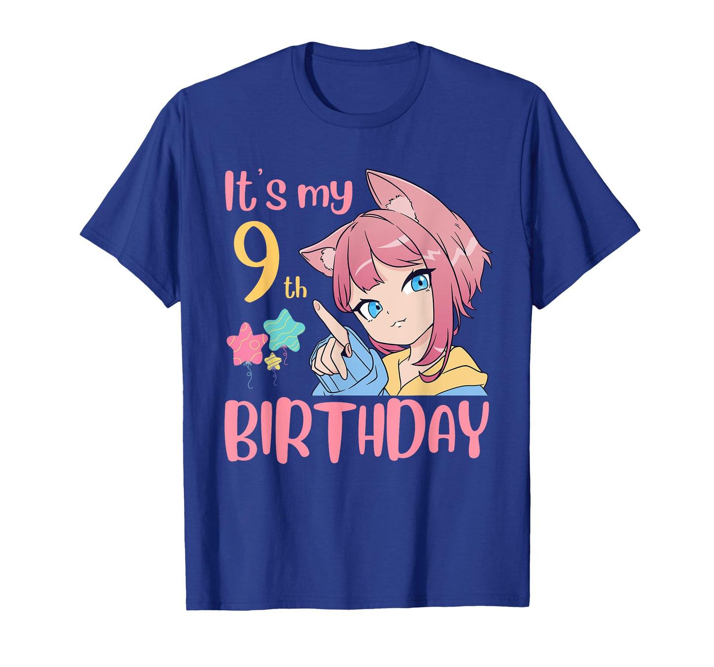 It's My 9th Birthday Anime Birthday Girl 9 Years Old Bday T-Shirt