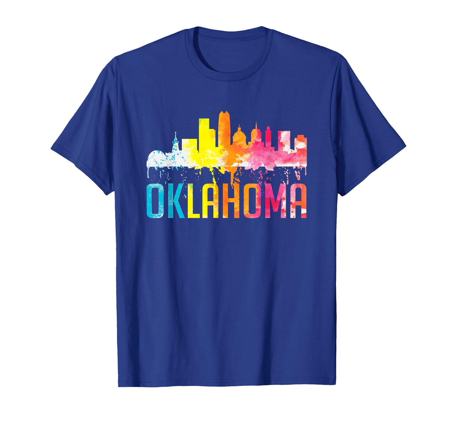 Oklahoma City OK Retro Watercolor Skyline Art Souvenir Gift T-Shirt