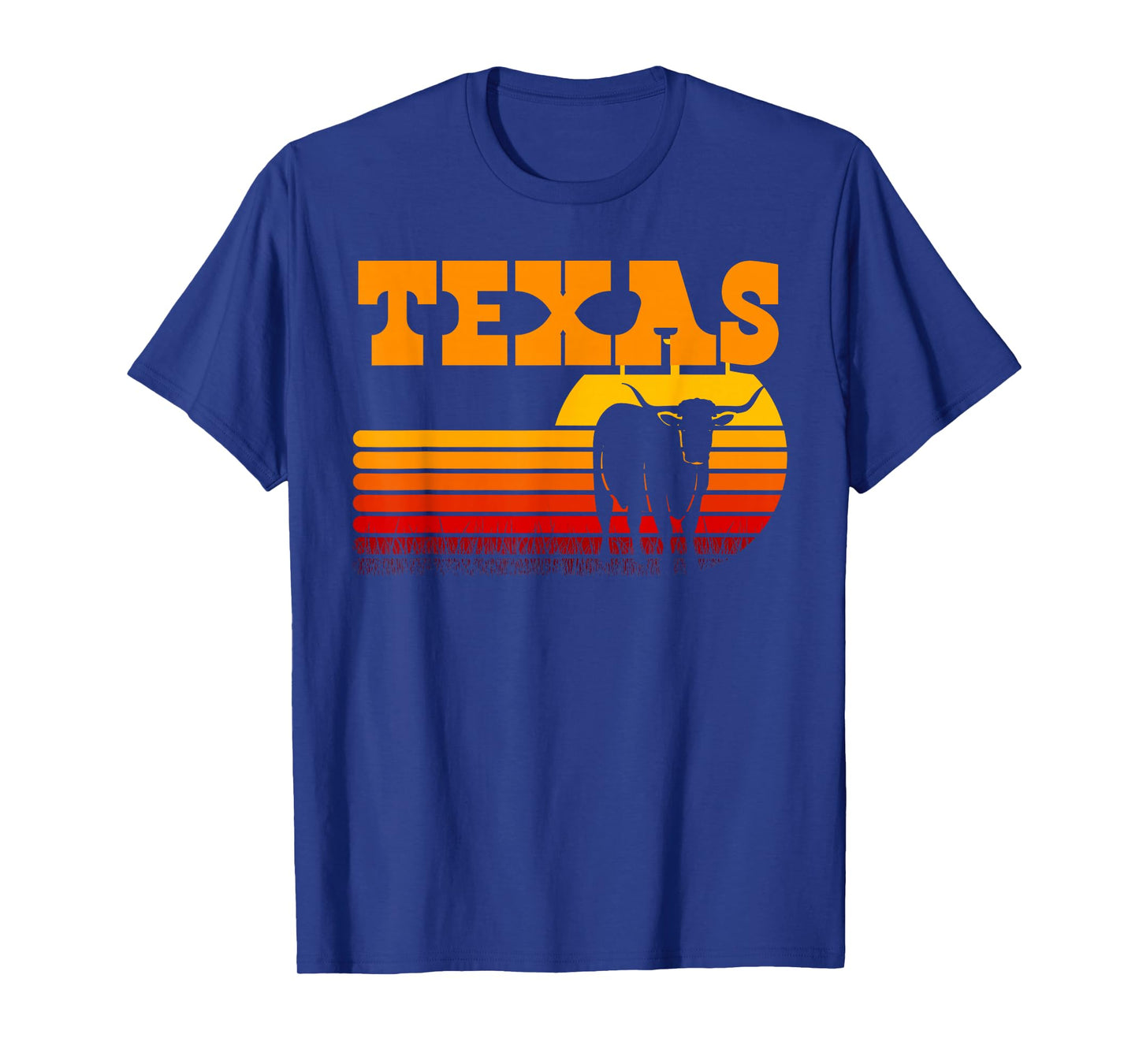 Texas Longhorn Shirts for Men Vintage Retro Sunset Texas T-Shirt