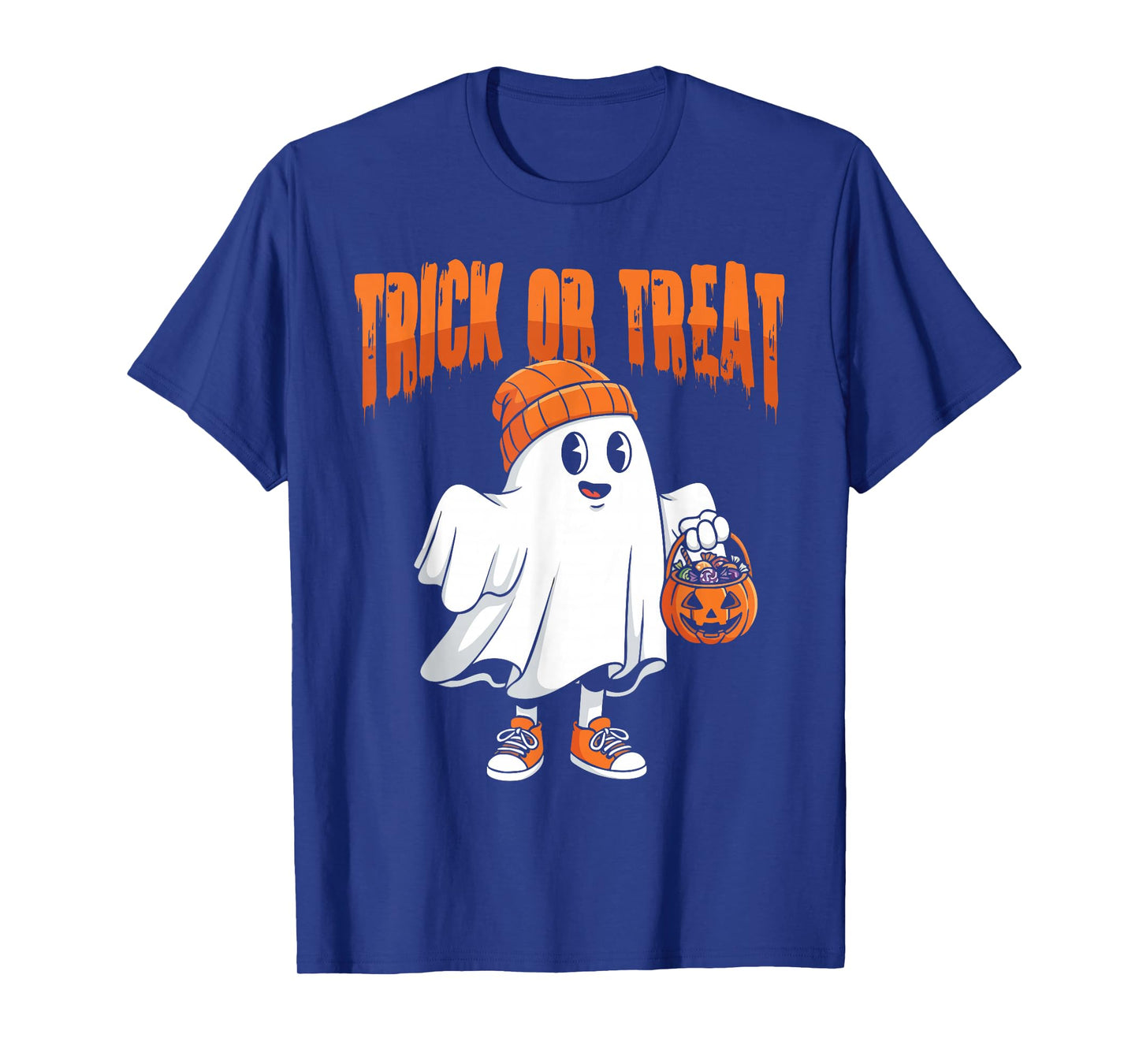 Cute Ghost Trick or Treat Halloween Candy Pumpkin Graphic T-Shirt