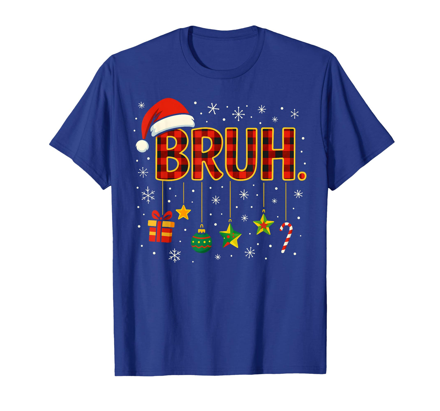 Bruh Christmas Red Plaid Xmas Pajamas Teens Boys Kids Meme T-Shirt