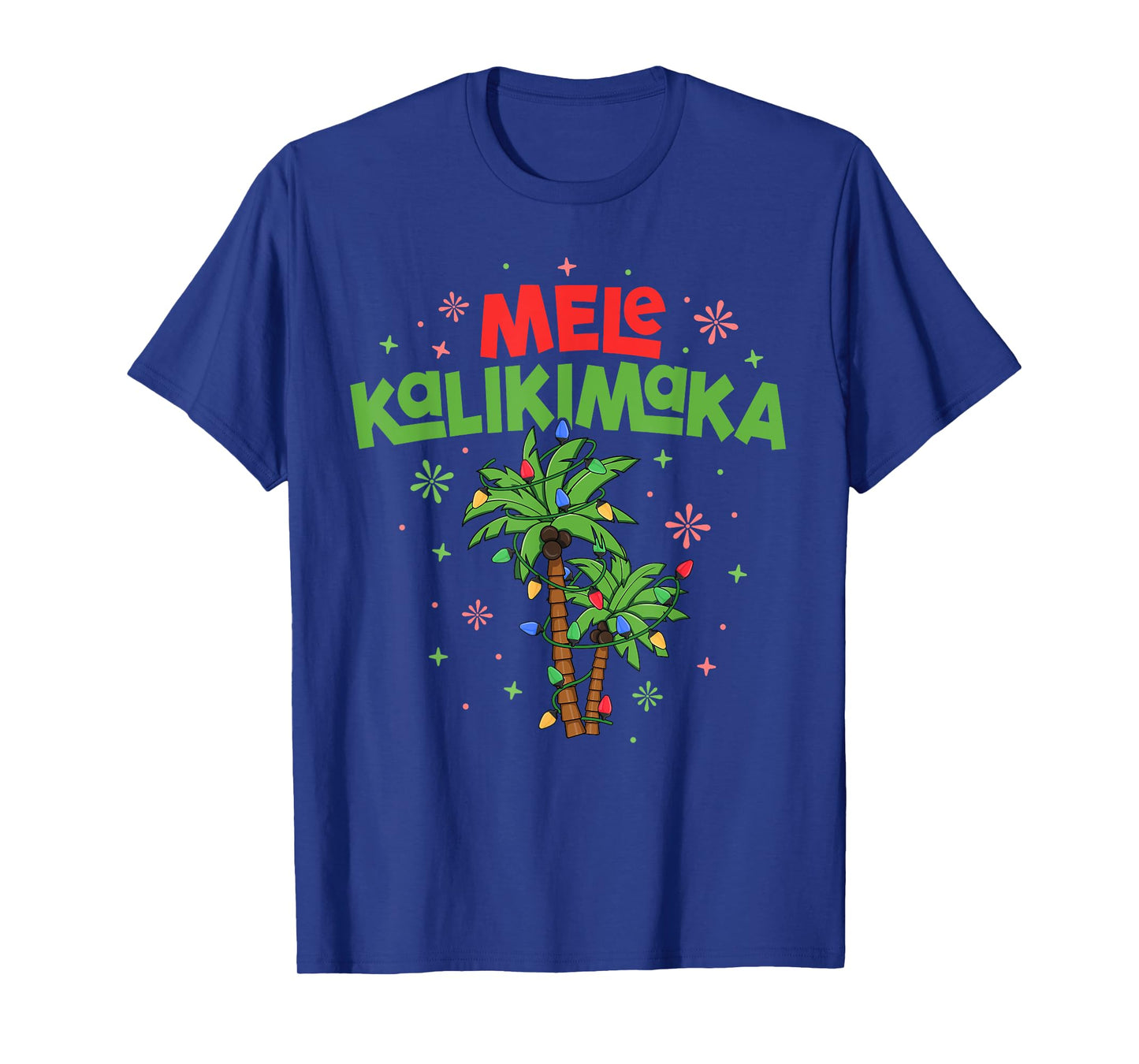 Mele Kalikimaka Hawaiian Christmas Palm Tree Lights Xmas T-Shirt