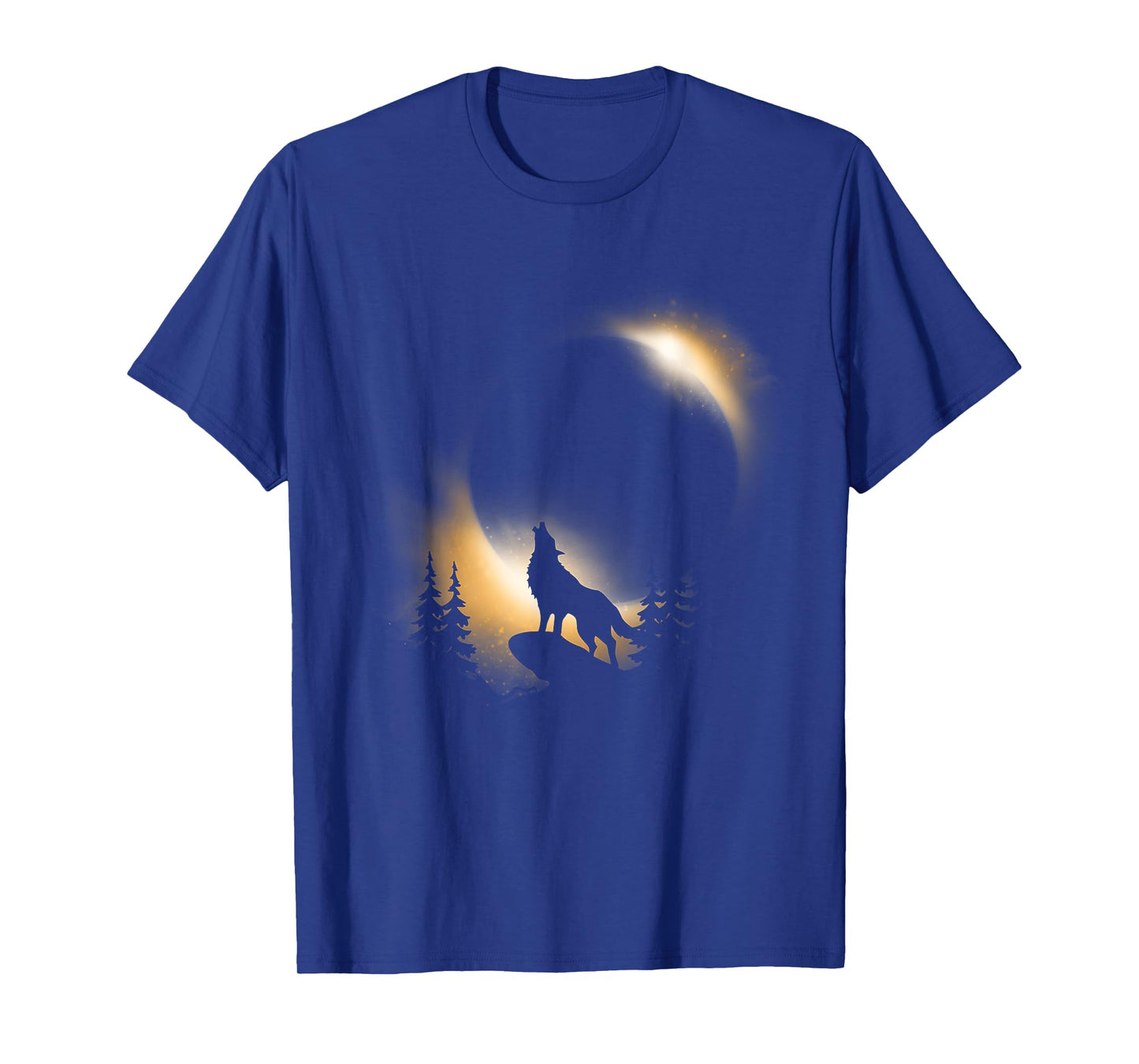 Wolf, Moon and Sun Wolf With Total Solar Eclipse T-Shirt