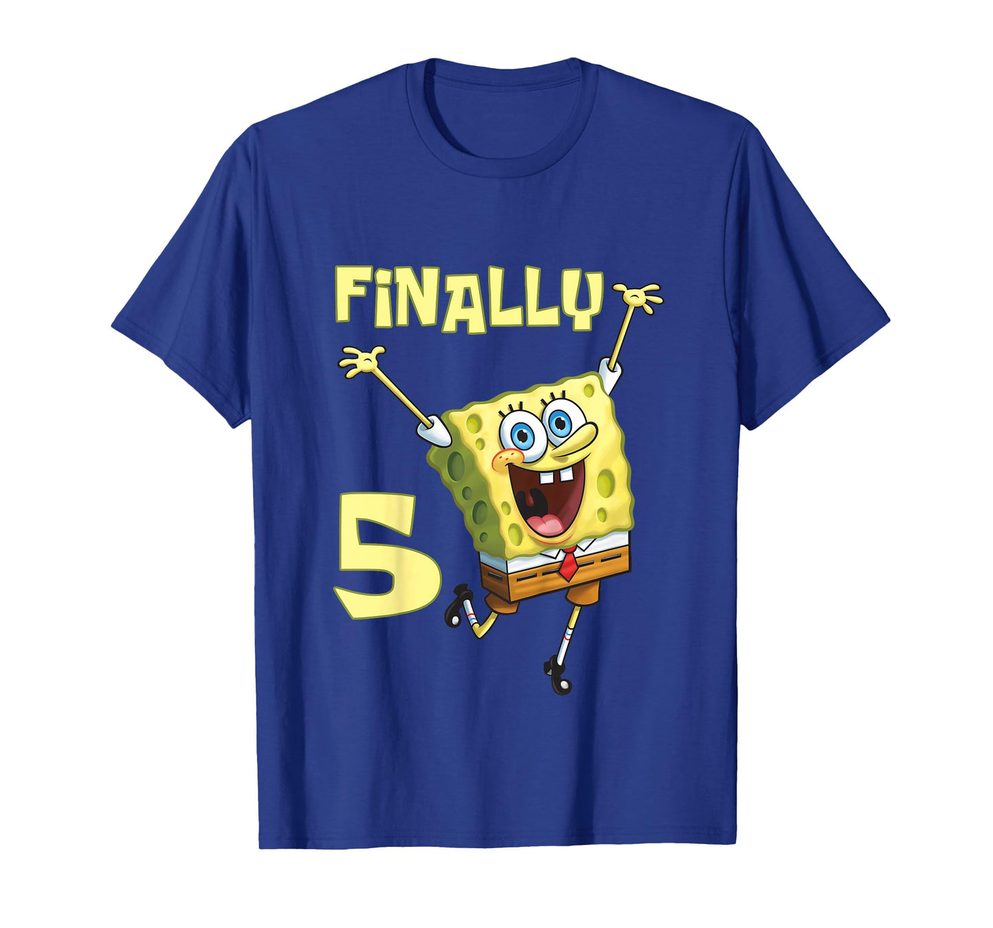 Mademark x SpongeBob SquarePants - Kids Original SpongeBob Square Pants - 5th Birthday. Finally 5. T-Shirt