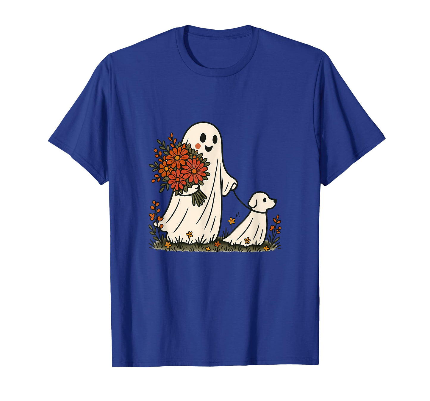 Ghost Walking Dog Spooky Funny Halloween Dog Lover T-Shirt