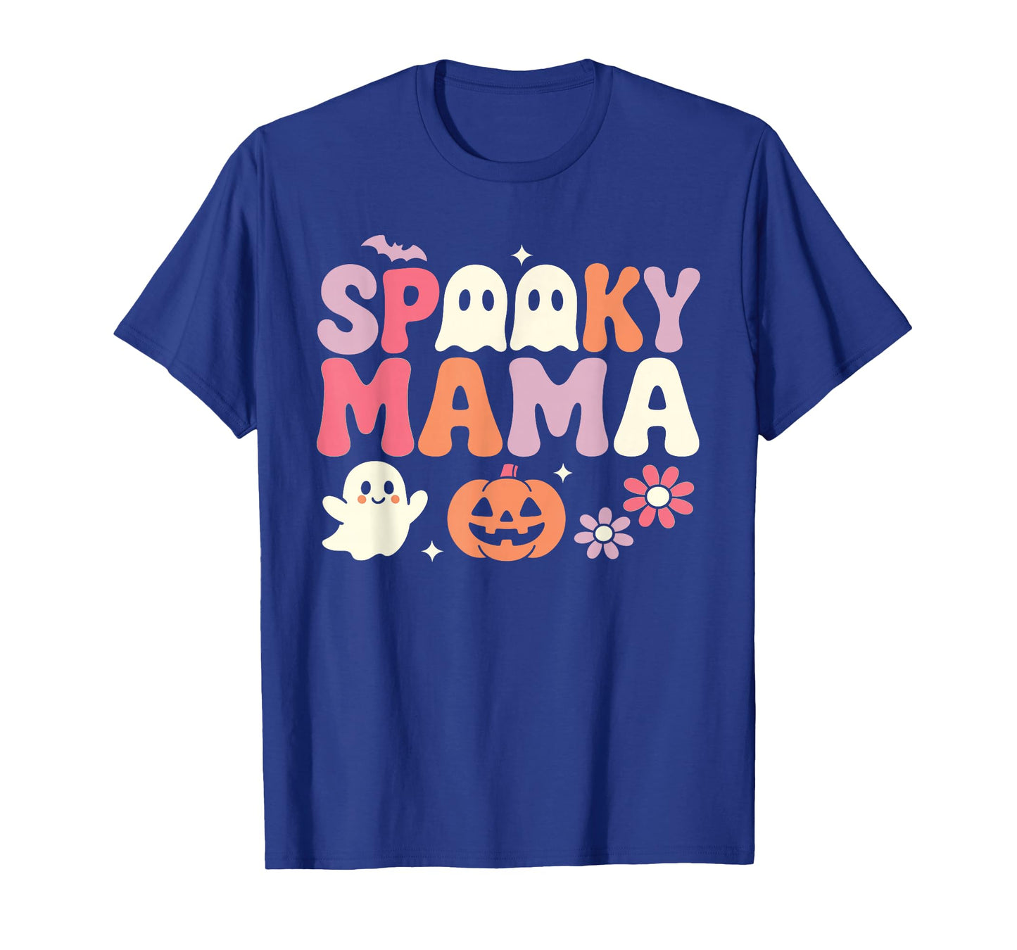 Spooky Mama Funny Mom Halloween Ghost Witch Bat T-Shirt