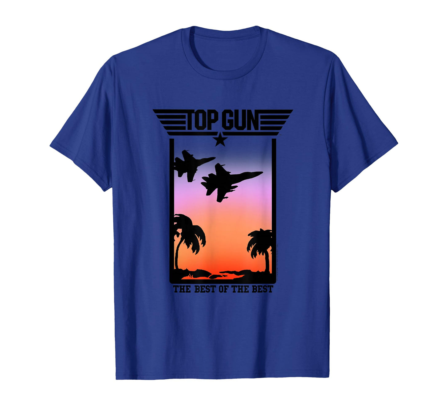 Top Gun Sunset Scene with Jets and Palm Trees Action Movie T-Shirt
