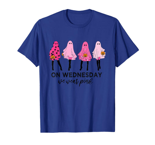 Funny Cute On Wednesday Ghost Halloween We Wear Pink T-Shirt