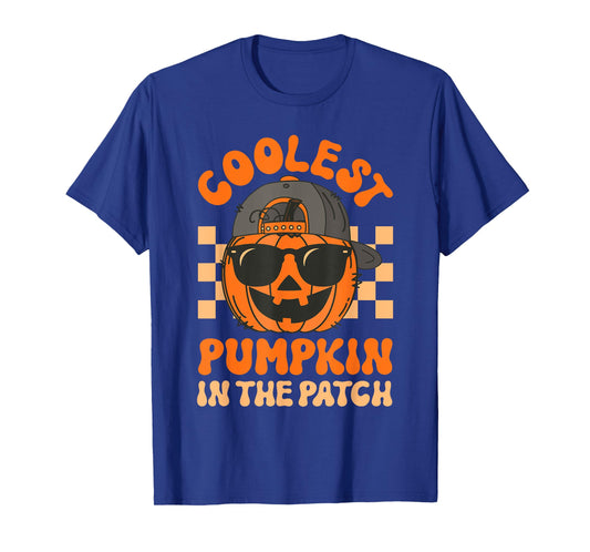 Groovy Coolest Pumpkin In The Patch Halloween For Boys Kids T-Shirt