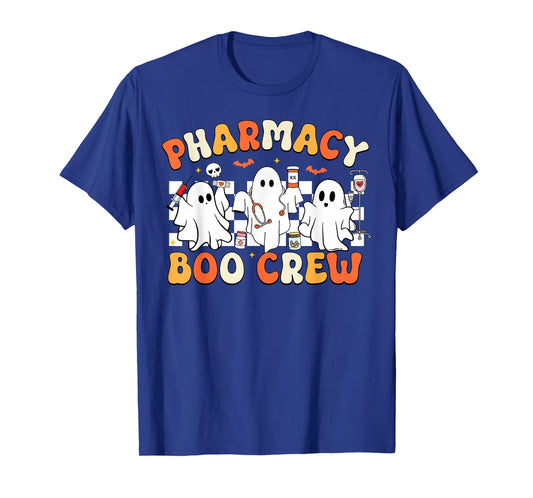 Retro Pharmacy Boo Crew Ghost Pharmacist Tech Halloween T-Shirt