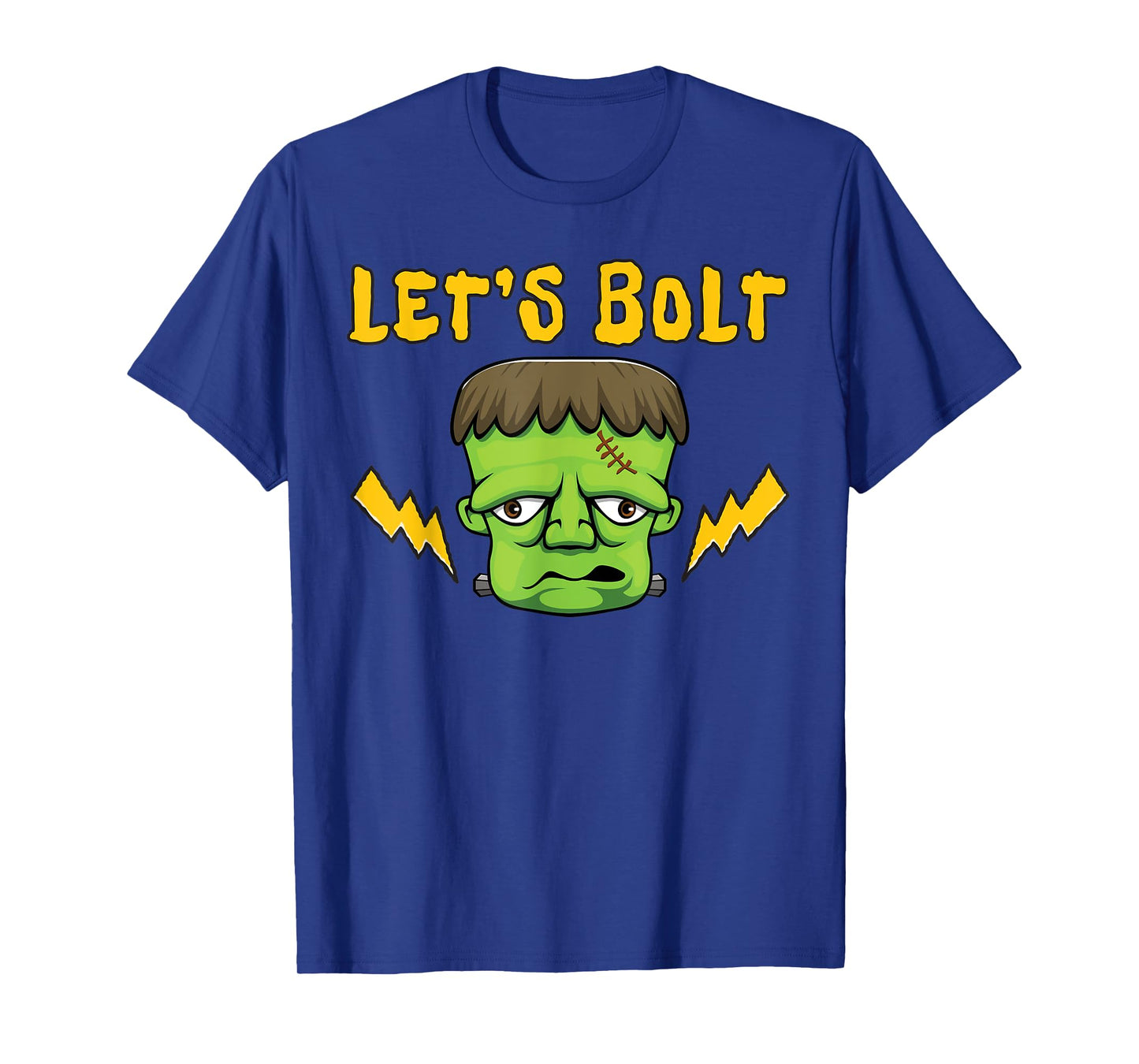 Let's Bolt Frankenstein Face With Neck Lighting Bolts T-Shirt