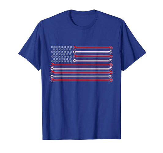 American Flag Wrenches Patriotic Car Lover Mechanic Carguy T-Shirt