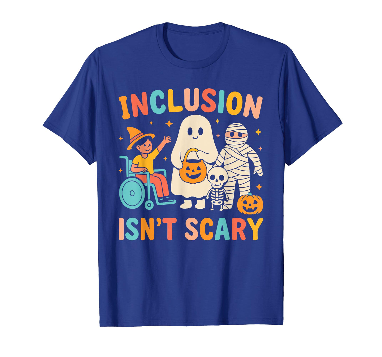 Inclusion Isn't Scary Teacher Skeleton Ghost Cute Halloween T-Shirt