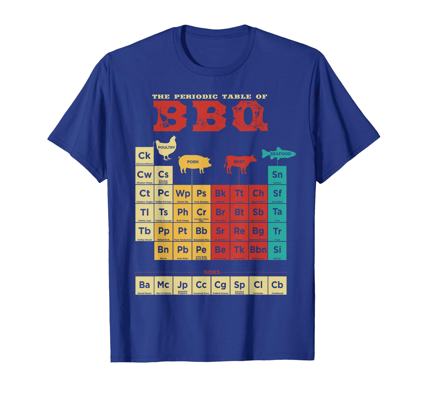 Periodic Table Of BBQ Retro Colors BBQ Nerd T-Shirt