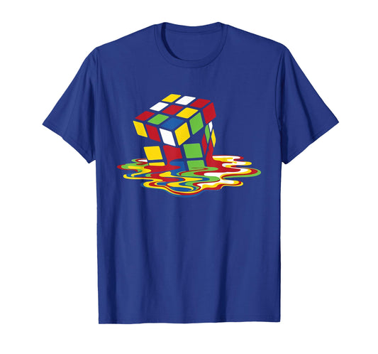 Melting Cube Funny Retro Gaming Rubik Puzzle Nerd Geek Gift T-Shirt